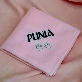 różowy kocyk dla pieska z imieniem punia sweetapaszka.pl